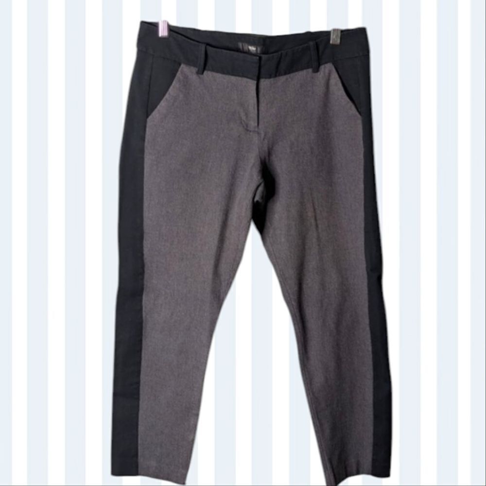 Vintage Mossimo Grey Black Mid Rise Stretch Cropped Tuxedo Trousers Size 12